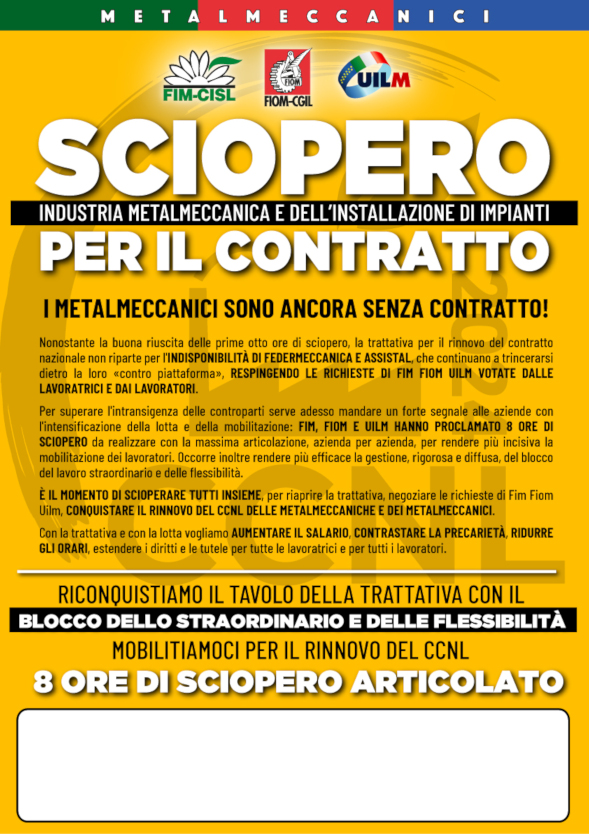 Sciopero 15 Gennaio 2025 CCNL rotta trattativa